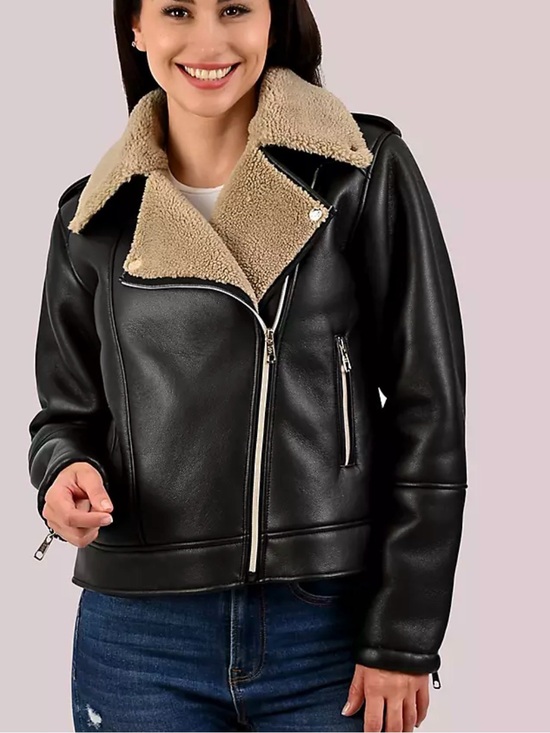 Lee Jackets & Blazers - Lee WOMEN'S SHERPA LINED VEGAN LEATHER MOTO JACKET Womens Medium New With Flaw